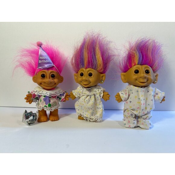 Vintage Assorted Troll Dolls Lot With Police Officer Hand Puppet & Colorful Hair - Picture 5 of 11